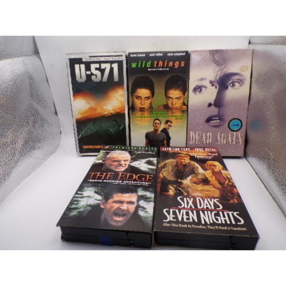 VHS Movie Lot 5 Tapes U-571 Wild Things Dead Again The Edge Six Day Seven Nights